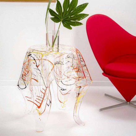 Moderner Plexiglas-Multicolor-Couchtisch aus Metall, Otto Viadurini