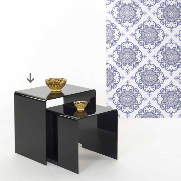 Schwarzer couchtisch im modernen design 50x50cm terry big, made in italy