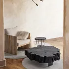 Homemotion Schwarzer Couchtisch aus Stahl und natürlichem Akazienholz - Camala Viadurini