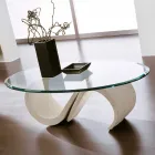 Ovaler Couchtisch aus abgeschrägtem Glas und synthetischem Marmor Made in Italy - Barbera Viadurini