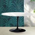 Saarinen Tulip Ovaler Couchtisch H 41 cm in Hochglanzweiß Florim Keramik - Scharlachrot