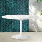 Saarinen Tulip Ovaler Couchtisch H 41 cm in Hochglanzweiß Florim Keramik - Scharlachrot Viadurini