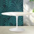 Saarinen Tulip Ovaler Couchtisch H 41 cm in glänzendem Calacatta Gold Florim Keramik - Scharlachrot