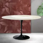 Saarinen Tulip Ovaler Couchtisch H 41 cm in Florim Calacatta Gold Matt Keramik - Scharlachrot Viadurini