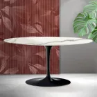 Saarinen Tulip Ovaler Couchtisch H 41 cm in Florim Statuario Mattkeramik - Scharlachrot Viadurini
