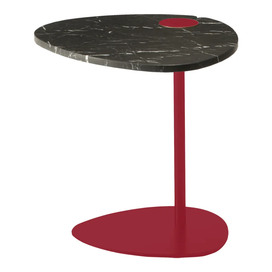 Couchtisch für Wohnzimmer aus Metall und Marquinia-Marmor, Luxusdesign - Yassine Viadurini