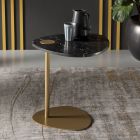 Couchtisch für Wohnzimmer aus Metall und Marquinia-Marmor, Luxus-Design - Yassine Viadurini