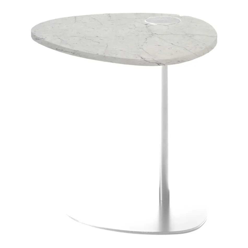 Couchtisch für Wohnzimmer aus Metall und Marquinia-Marmor, Luxusdesign - Yassine Viadurini