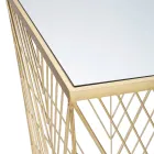 Telefontisch aus goldenem Eisen und verspiegelter Glasplatte - Olivia Viadurini