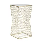 Telefontisch aus goldenem Eisen und verspiegelter Glasplatte - Olivia Viadurini