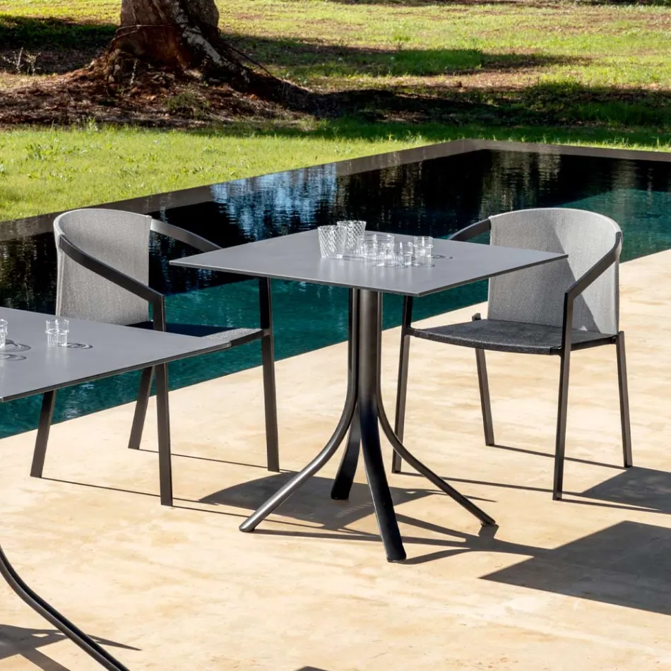 Quadratischer Outdoor-Bartisch mit 4 Beinen aus Aluminium in 2 Farben – Filomena Viadurini