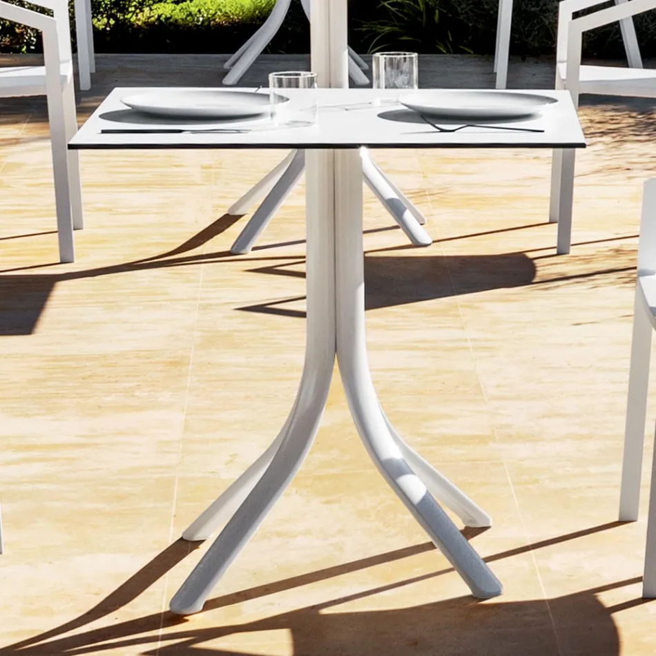 Quadratischer Outdoor-Bartisch mit 4 Beinen aus Aluminium in 2 Farben – Filomena Viadurini