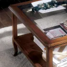 Quadratischer Wohnzimmer-Couchtisch mit Glasplatte, hergestellt in Italien – Tepeyoti Viadurini