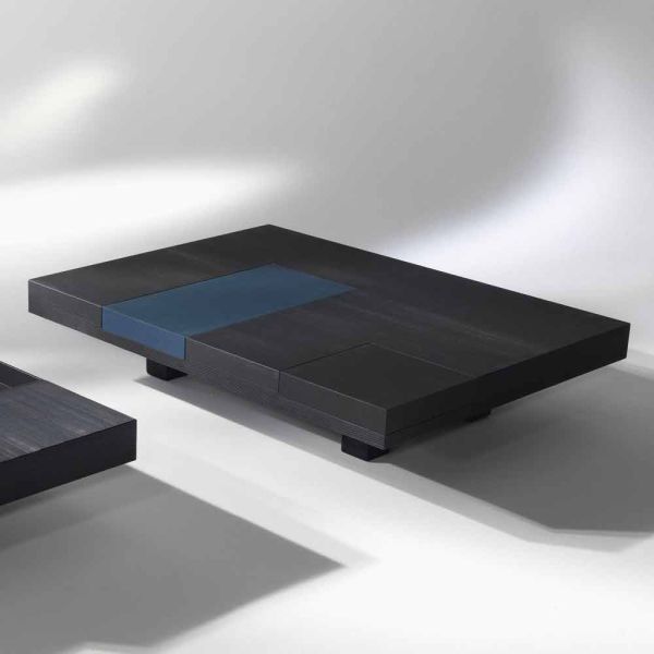 Rechteckiger couchtisch mit herausnehmbaren serviertabletts iris