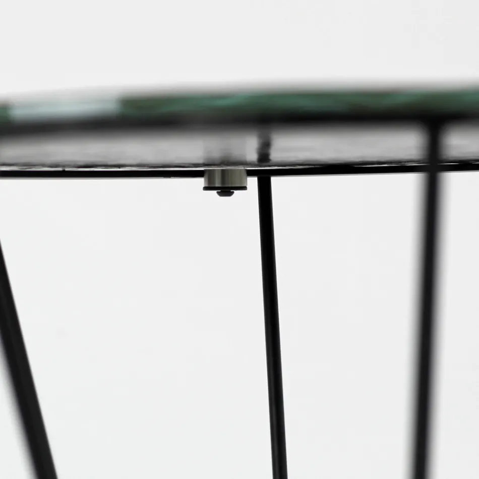 Runder Couchtisch mit Stahlfuß und Glasplatte, hergestellt in Italien – Alisea Viadurini