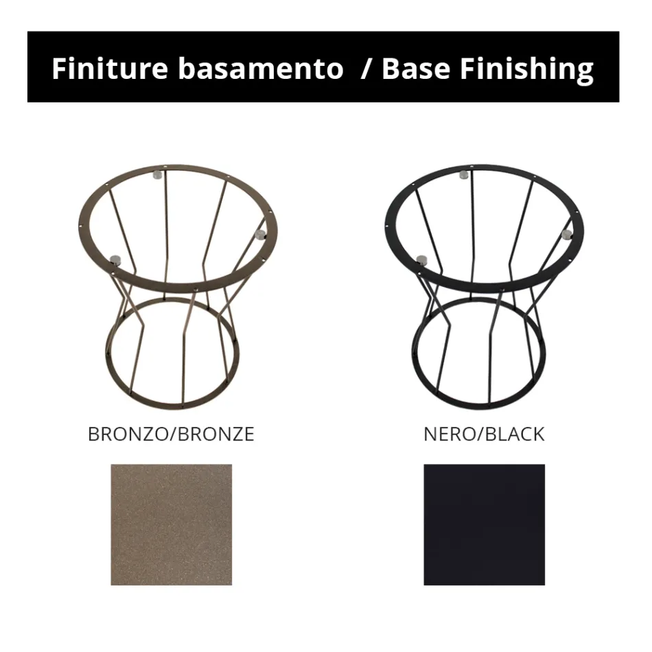 Runder Couchtisch mit Stahlfuß und Glasplatte, hergestellt in Italien – Alisea Viadurini