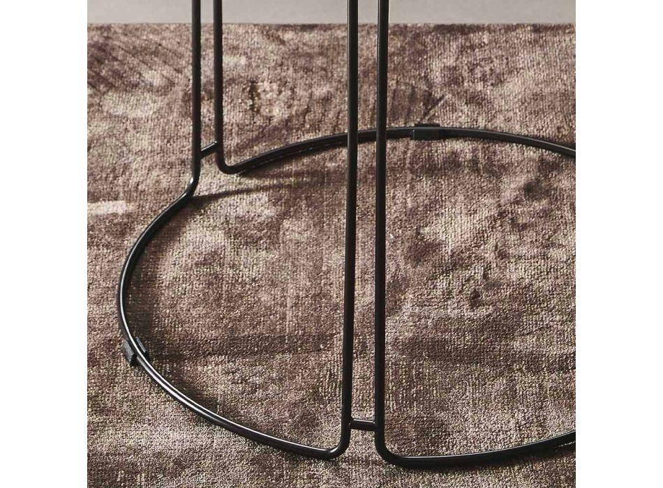 Runder Metall-Couchtisch mit Glasplatte Made in Italy - George Viadurini