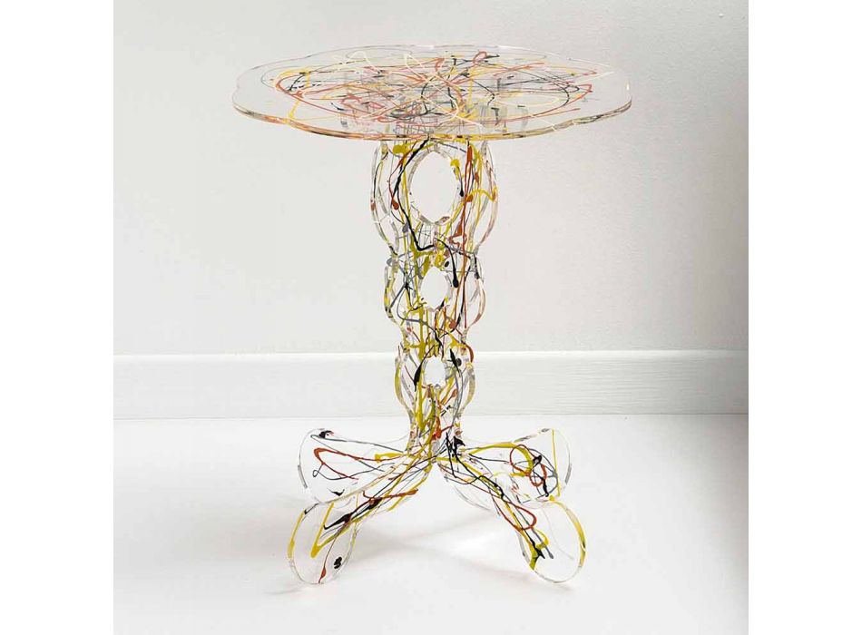 Runder Tisch Durchmesser 36 cm Janis Multicolor-Design, hergestellt in Italien Viadurini