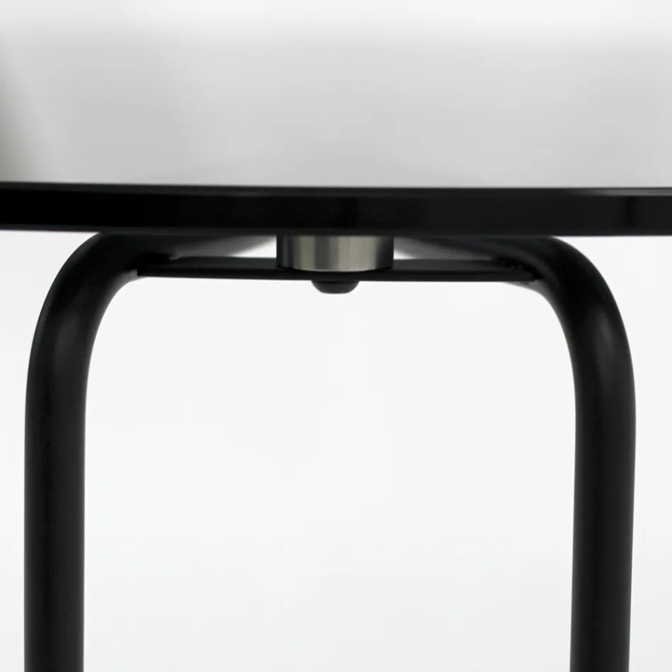 Runder Couchtisch aus Glas mit 3-halbmondförmigem Fuß, hergestellt in Italien – Arepa Viadurini