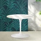 Saarinen Tulip runder Couchtisch H 41 cm in Florim Calacatta Gold Glanzkeramik - Scharlachrot Viadurini
