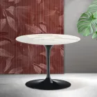 Saarinen Tulip runder Couchtisch H 41 cm in Florim Calacatta Gold Mattkeramik - Scharlachrot Viadurini