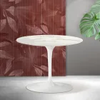 Saarinen Tulip runder Couchtisch H 41 cm in Florim Calacatta Gold Mattkeramik - Scharlachrot Viadurini
