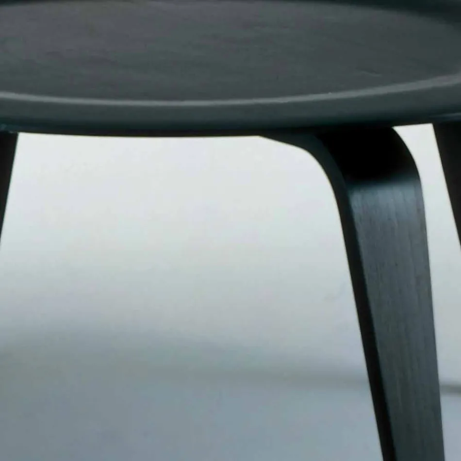 Couchtisch aus schwarz gebeizter Esche mit runder Platte Made in Italy - Cariddi Viadurini