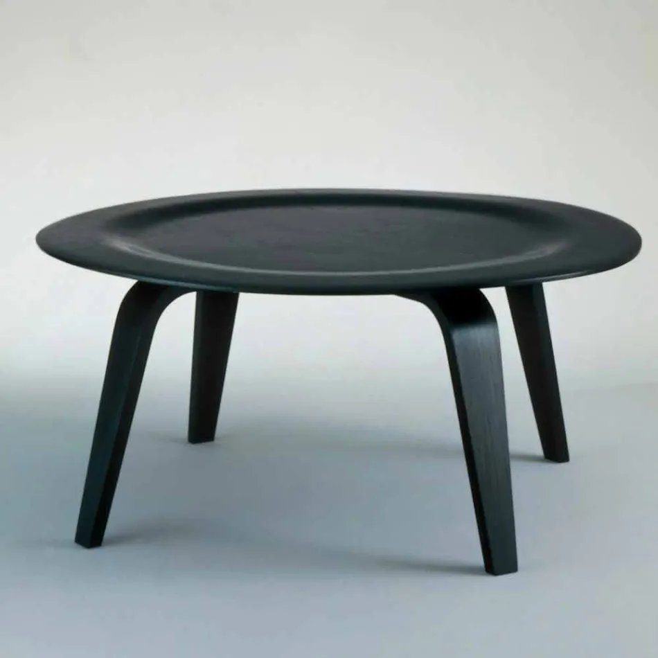 Couchtisch aus schwarz gebeizter Esche mit runder Platte Made in Italy - Cariddi Viadurini