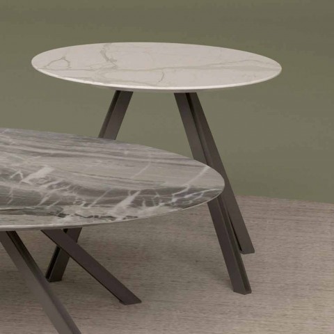 Couchtisch aus Marmor und modernem Metall Made in Italy