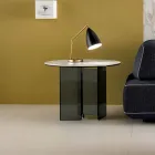 Couchtisch mit Couchtisch aus Rauchglas und runder Keramikplatte - Random Viadurini