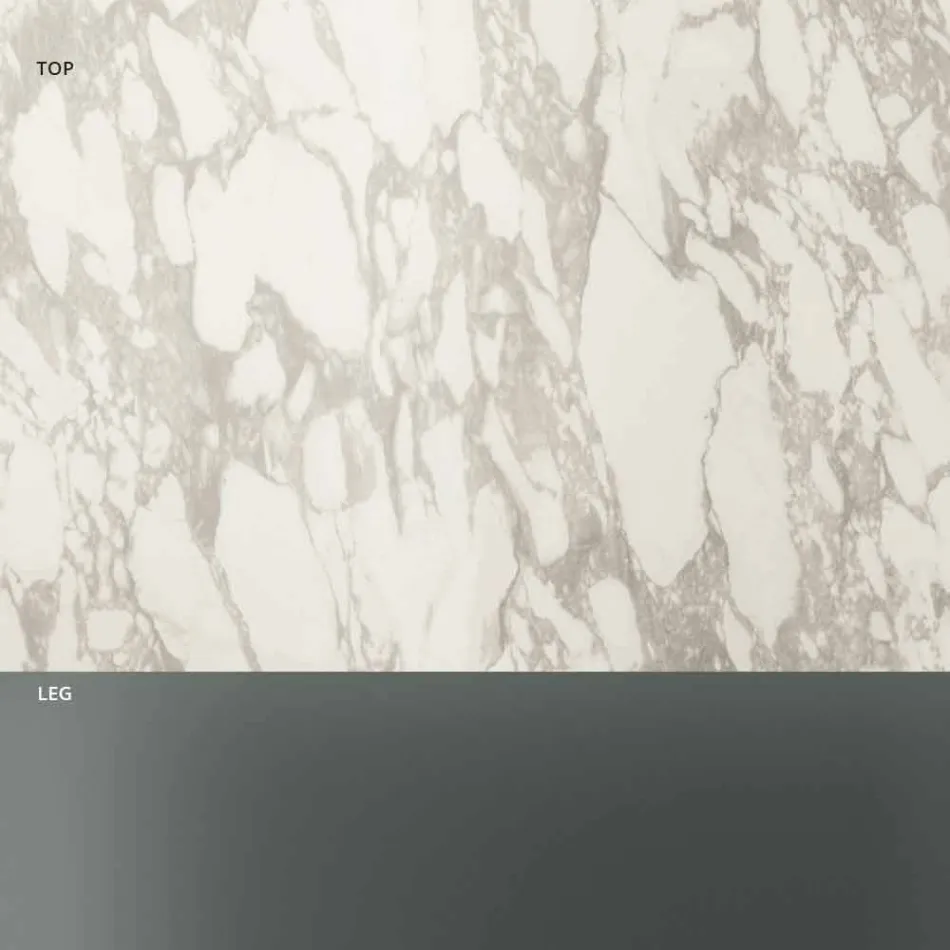 Couchtisch mit Couchtisch aus Rauchglas und runder Keramikplatte - Random Viadurini