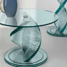 Wohnzimmer Couchtisch aus transparentem Spiralglas und drehbarer Basis - Spirulo Viadurini