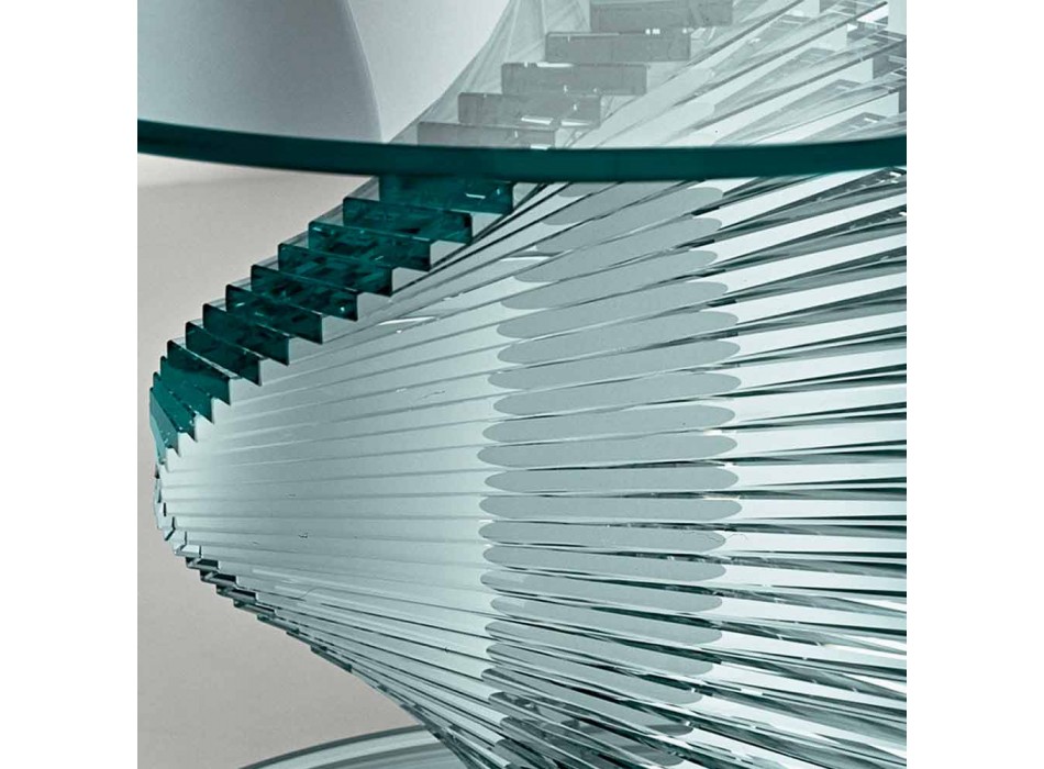 Wohnzimmer Couchtisch aus transparentem Spiralglas und drehbarer Basis - Spirulo Viadurini