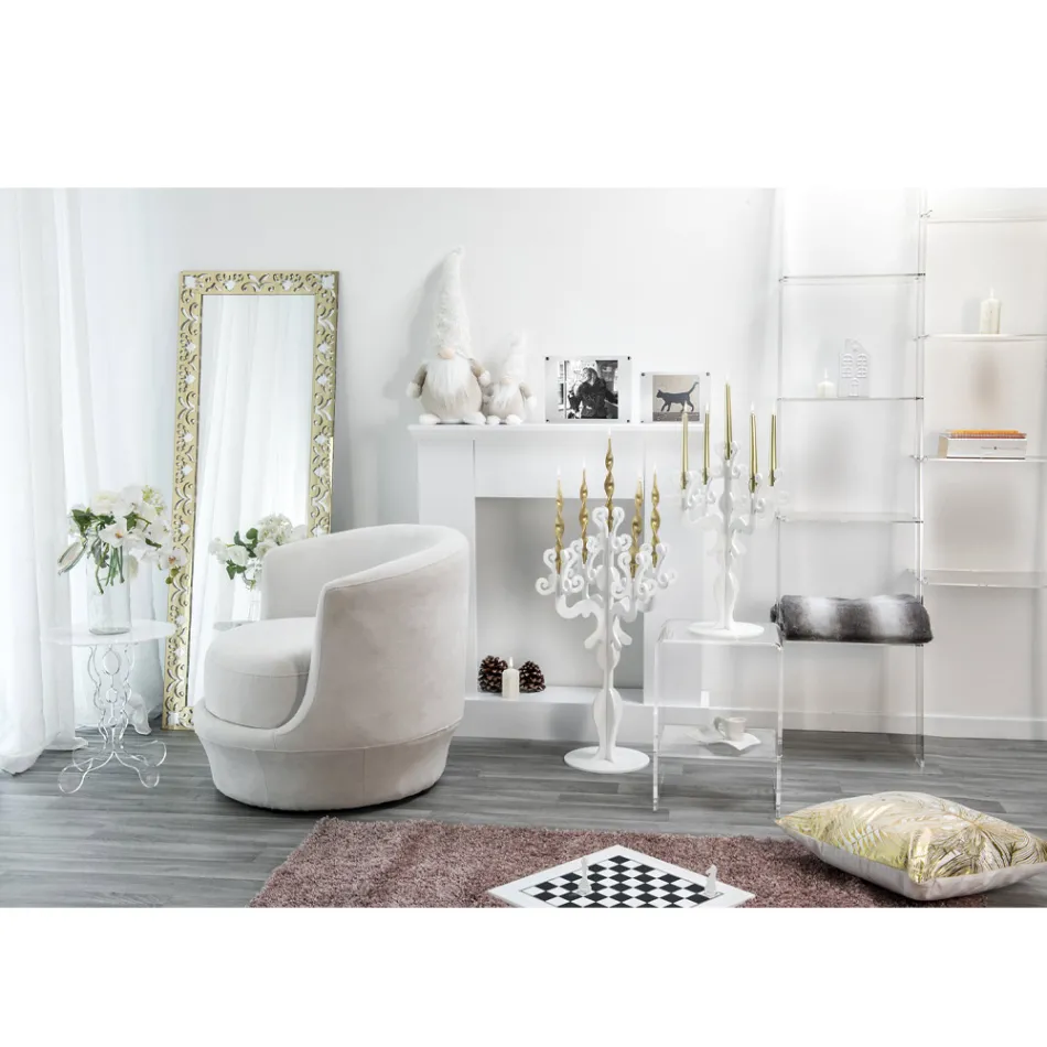 Weißer runder Couchtisch, Durchmesser 50 cm, modernes Design Janis, hergestellt in Italien Viadurini