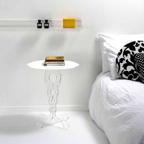 Kleiner runder tisch weiß durchmesser 50cm modernes design janis, made in italy