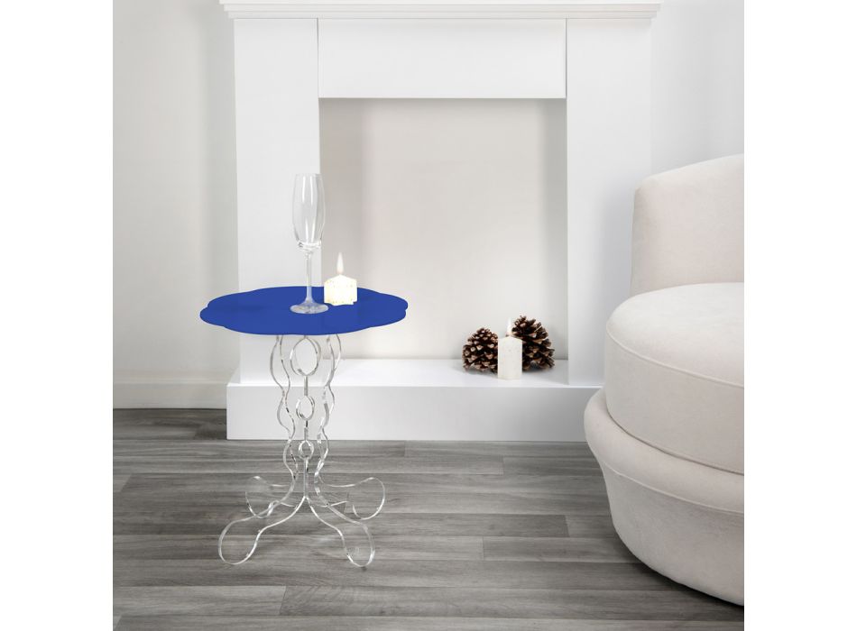 Runder blauer Couchtisch Durchmesser 50 cm Janis modernes Design, hergestellt in Italien Viadurini