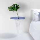 Kleiner runder Tisch blau Durchmesser 50 cm modernes Design Janis, made in Italy Viadurini