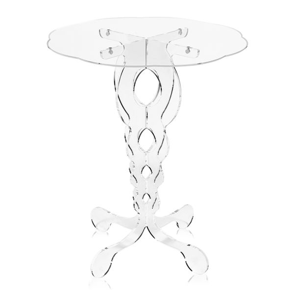 Runder couchtisch aus transparentem plexiglas 2 dimensionen - phosphor