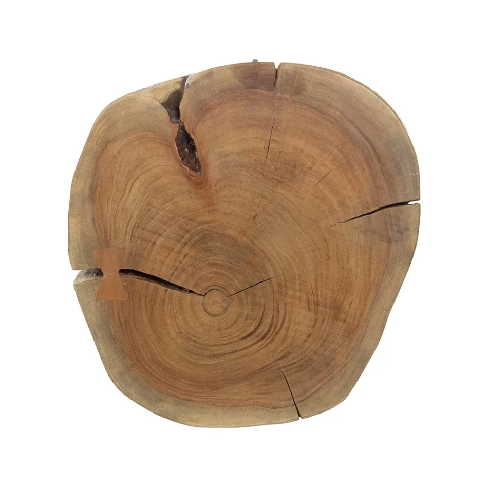 Runder Couchtisch in Stamm aus Holz und Stahl Homemotion - Tancredi Viadurini