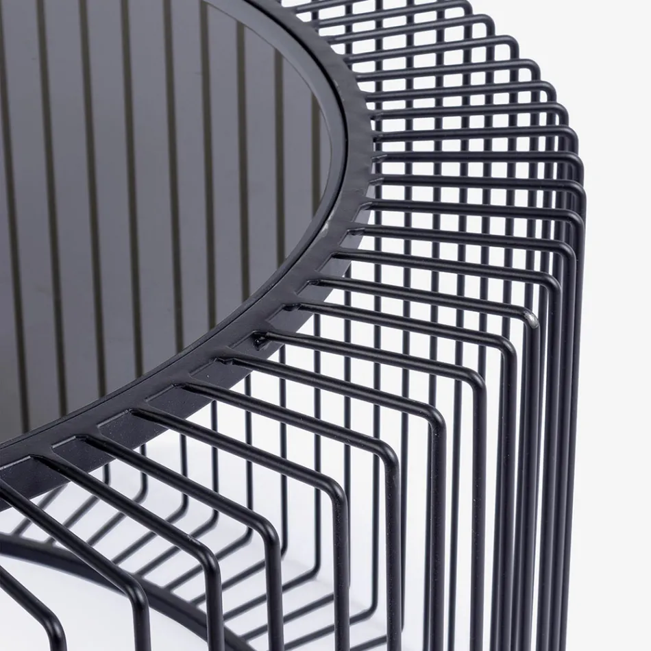 Runder Couchtisch aus lackiertem Stahl und gehärtetem Glas - Apuleio Viadurini