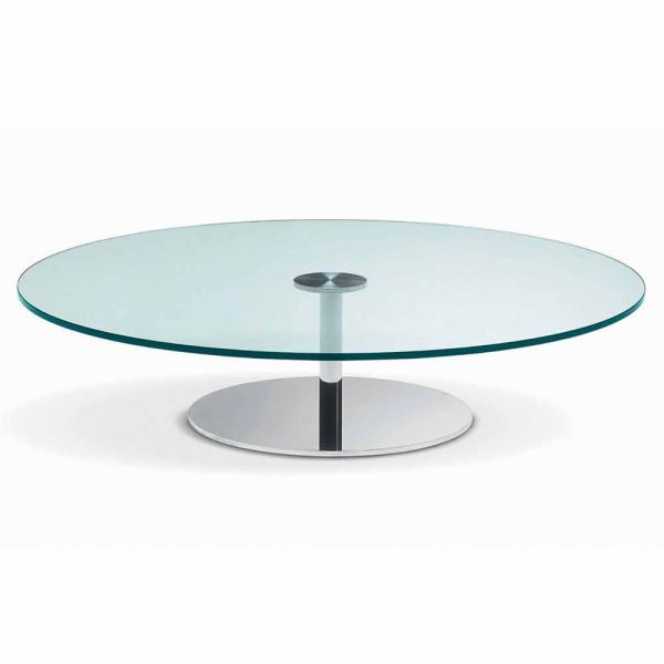Runder couchtisch aus extra klarem glas, luxus made in italy - giovannino