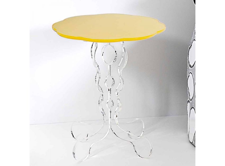 Runder Tisch gelb Durchmesser 36cm modernes Design Janis, made in Italy Viadurini