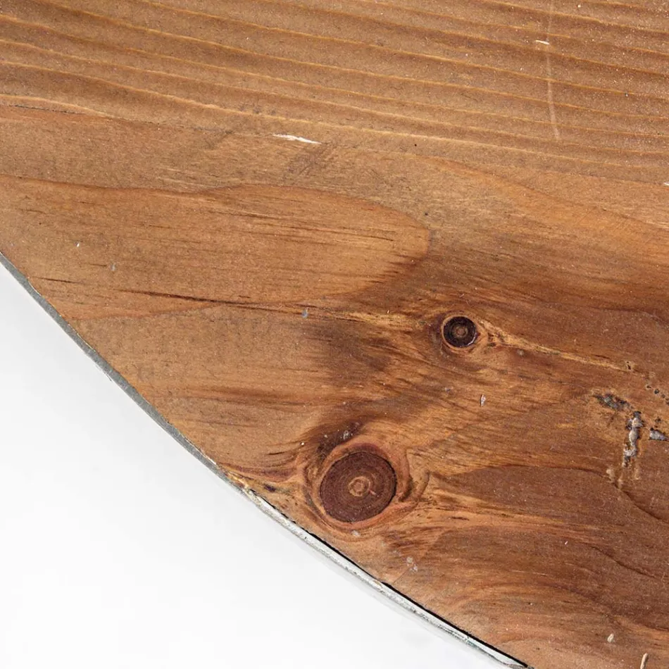 Runder Couchtisch aus recyceltem Holz und Stahl weiß oder grau - Genoveffa Viadurini