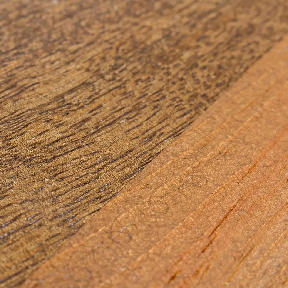 Runder Couchtisch aus recyceltem Holz und Stahl weiß oder grau - Genoveffa Viadurini