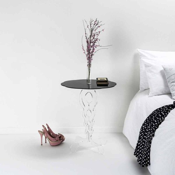Runder tisch schwarz durchmesser 50 cm modernes design janis, hergestellt in italien