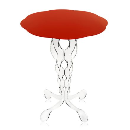 Roter runder Tisch Durchmesser 36 cm modernes Design Janis, made in Italy Viadurini