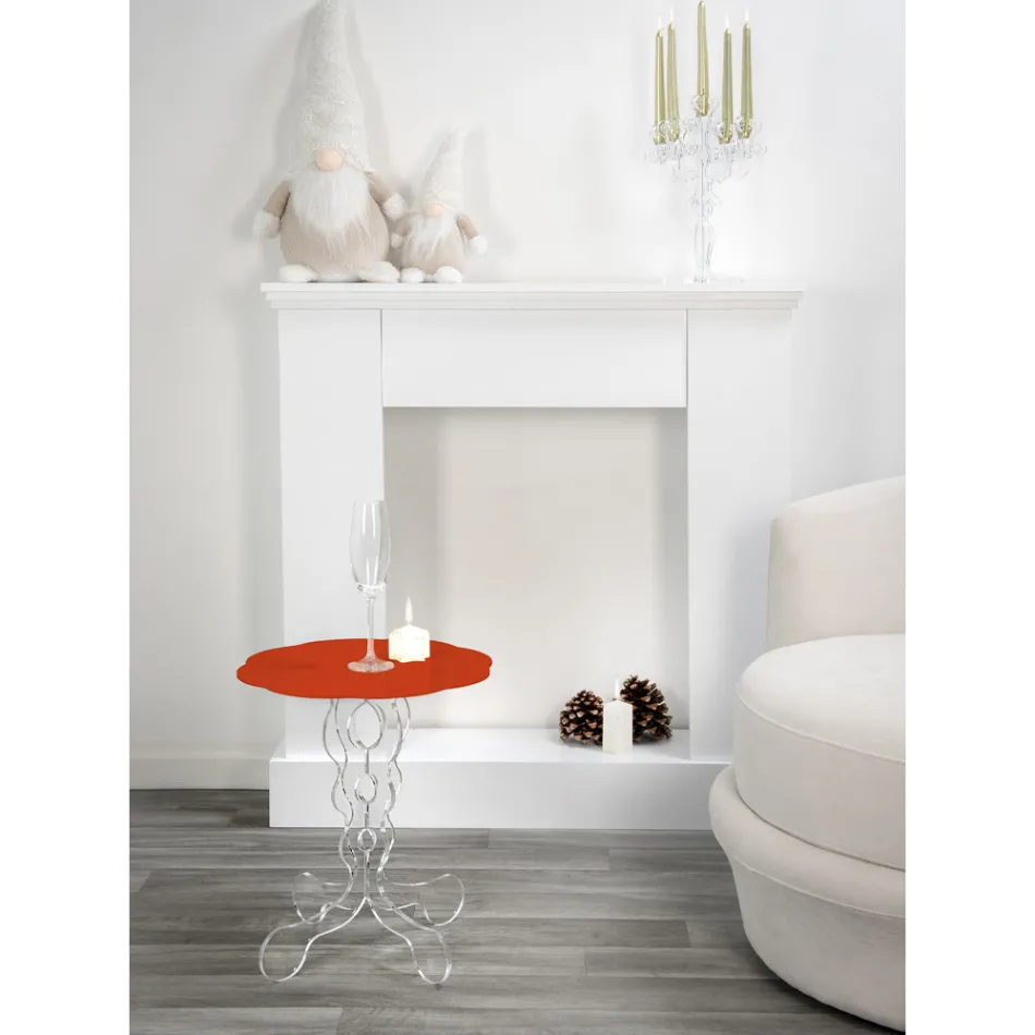 Runder roter Couchtisch Durchmesser 50 cm Janis modernes Design, hergestellt in Italien Viadurini