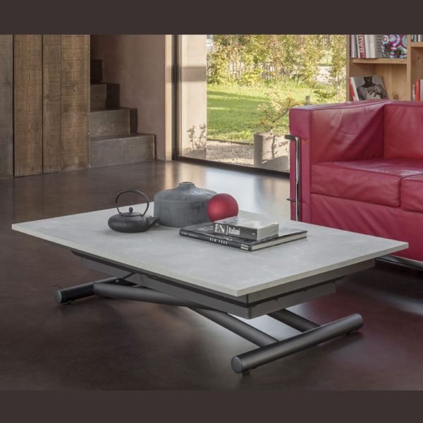 Verwandelbarer couchtisch mit verstellbarer höhe bis zu 82 cm, hergestellt in italien – rad