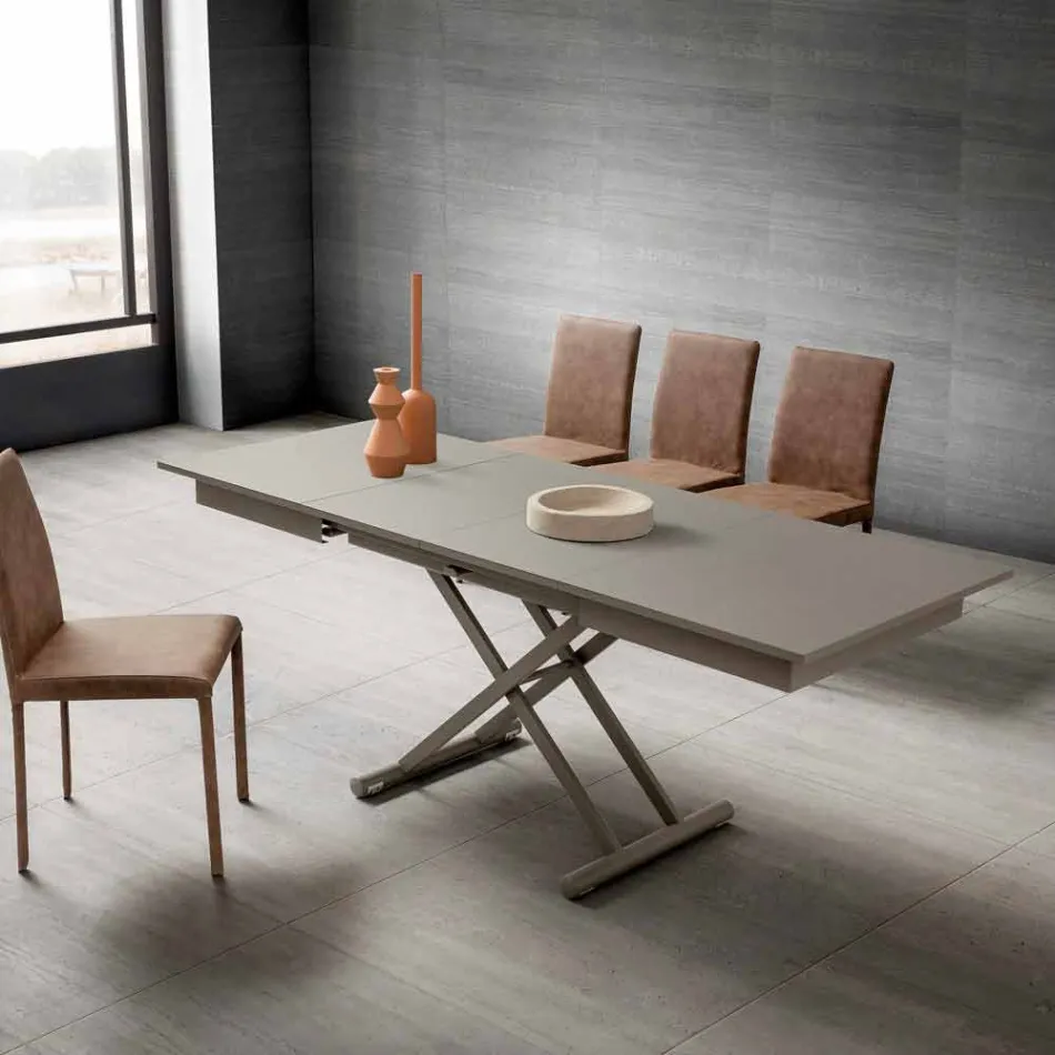 Transformierbarer Wohnzimmer Couchtisch aus Fenix und Metall Made in Italy - Chiano Viadurini