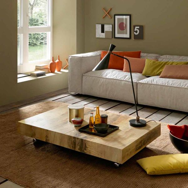 Verwandelnder couchtisch aus holz und schwarzmetall made in italy - niverio